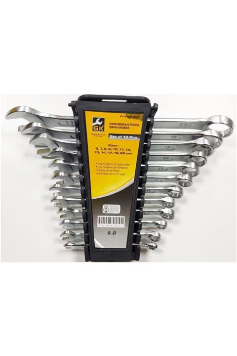 MOONSHOP Gk Tools 12 Parça Kombine Anahtar Düz Yıldız Takım Seti