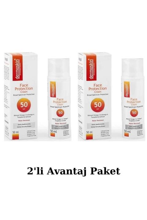 Dermoskin Face Protection Spf 50 Plus 50 Ml Güneş Kremi 2'li Avantaj Paket