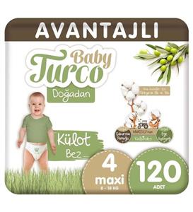 Baby Turco Doğadan Avantajlı Külot Bez 4 Numara Maxi 120 Adet