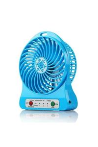 Vegetti Şarjlı Mini Vantilatör Masa Üstü 3 Kademeli Usb Mini Fan Mavi