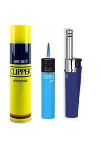 Clipper Efsane Set 1 Adet Jet Rüzgar Çakmağı + 1 Adet Mini Tube Çakmak + 1 Adet Çakmak Gazı