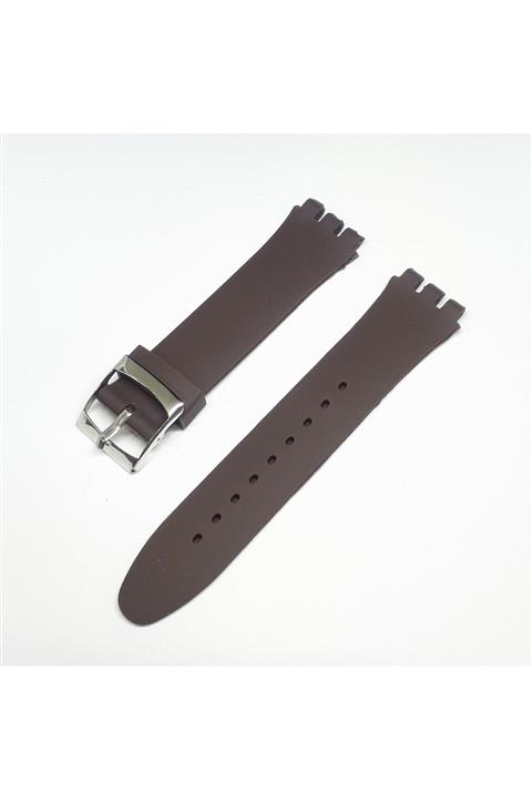 Swatch 19mm Uyumlu Kahve Slikon Saat Kordonu