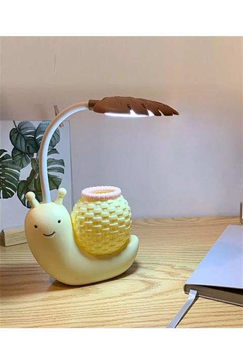 ALYA HEDİYELİK Sevimli Salyangoz Tasarımlı Kalemlik Led Masa Lamba