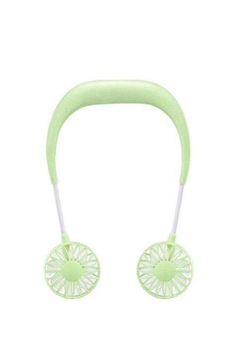 Kakusan Yeşil Boyun Askılı Kablosuz Şarjlı Taşınabilir Seyahat Ayarlanabilir Mini Fan Vantilatör