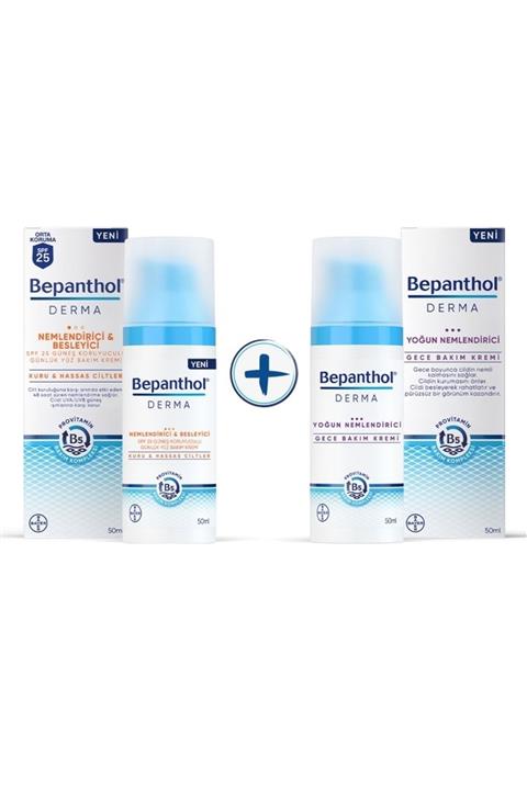 Bepanthol Derma Nemlendirici & Besleyici Spf 25 Yüz Kremi 50ml + Yoğun Nemlendirici Gece Kremi 50ml