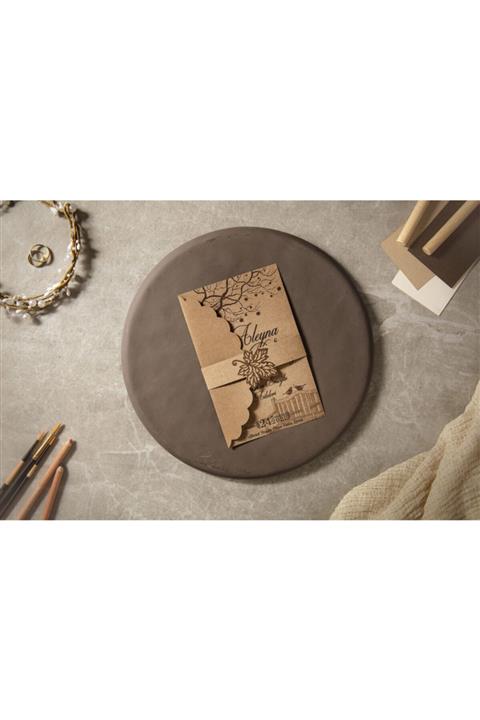 İKLİM DAVETİYE Fenomen Düğün Nikah Nişan Davetiyesi 7051 - 100 Adet