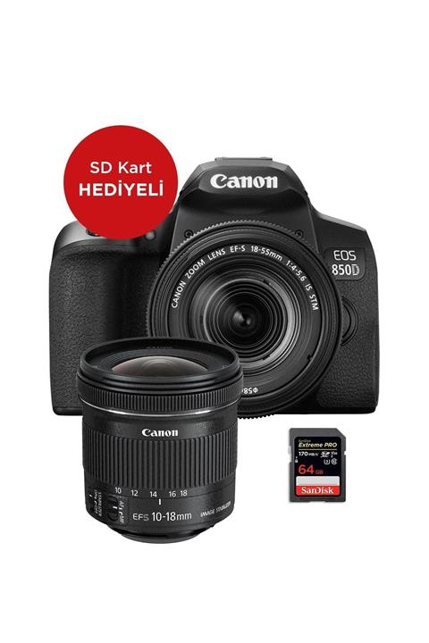 Canon EOS 850D Kit Fotoğraf Makinesi + 10-18mm Lens Seti (SD Kart Hediyeli)(Canon Eurasia Garantili)
