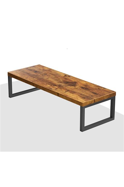 DecovizyonTasarım Metal Ahşap Kahverengi Monitör Yükseltici Stand