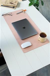 dk leather Pembe Masa Matı- Laptop Altlığı - Sümen Takımı - Geniş Mousepad - Yeni Iş Hediyesi