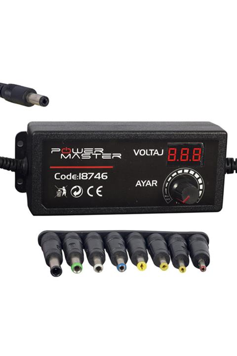 OEM Powermaster 3 Volt - 12 Volt 5 Amper Çok Uçlu Ayarlı Kademeli Adaptör