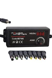 OEM Powermaster 3 Volt - 12 Volt 5 Amper Çok Uçlu Ayarlı Kademeli Adaptör