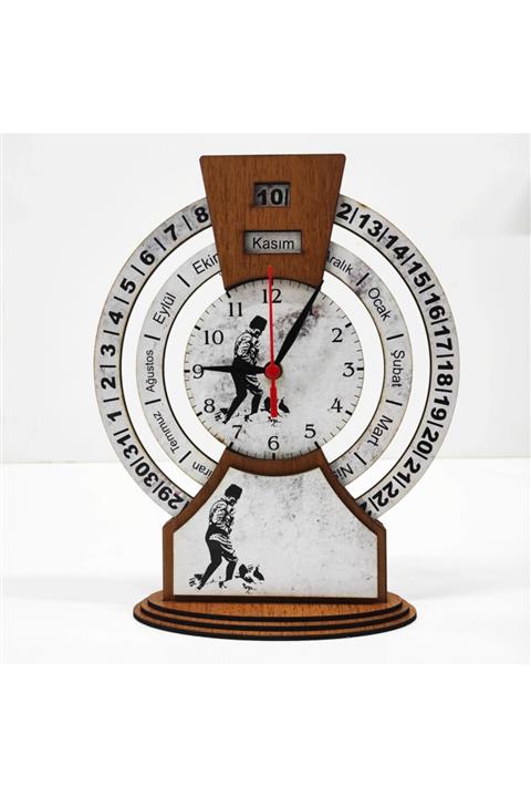 ahşap tasarımım Takvimli Saat - Atatürk
