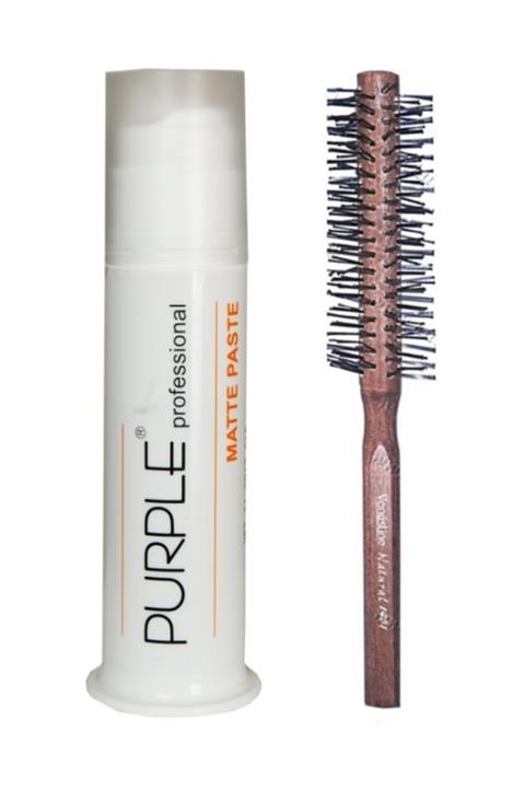 Purple Professional Rkoz 1401 Kuaför Fön Fırçası Ve Purple Mat Wax 100 ml Doğal Şekillendirici