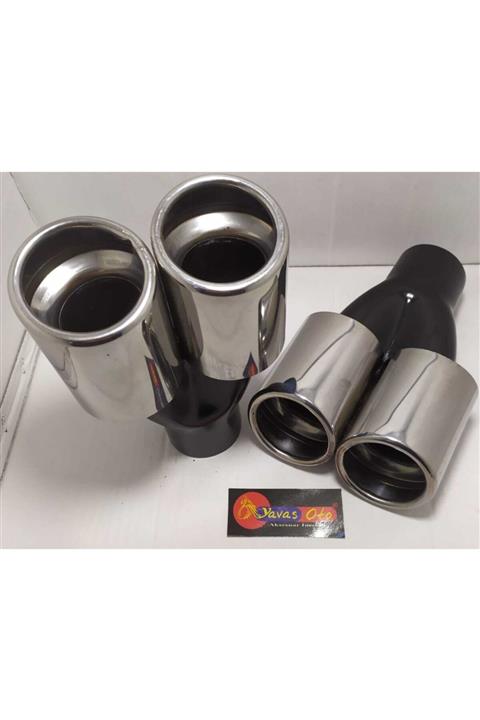 YAVAS OTO Yo392-60mm Yuvarlak Dolu Çiftli Eksoz Ucu