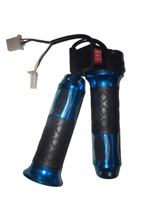 Alkan E-bike Gaz Kolu 875 Komple 3 Vites Aliminyum Elcikli Mavi