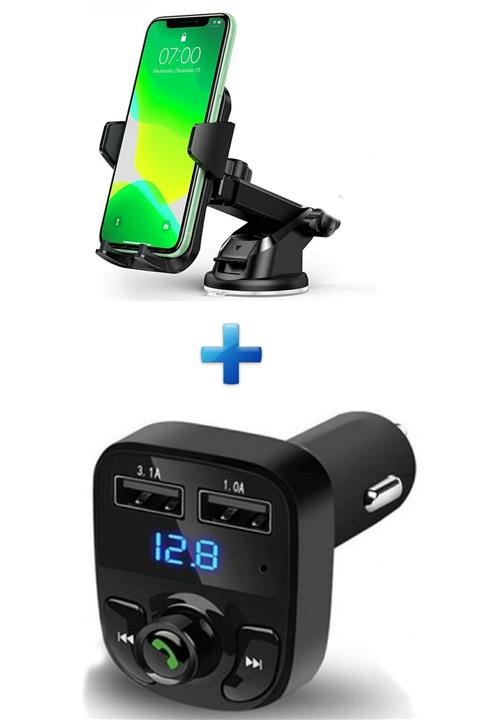 MEZİGARC Htc Wildfire S Uyumlu 2li Set Bluetooth Fm Transmitter Ve Oto Akrobat Telefon Tutucu