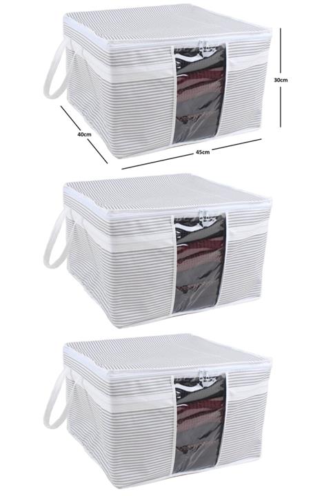 ESTİ KONFEKSİYON 3 Adet - Pencereli Kazak Hurcu 45 X 40 X 30 Cm - 3 Adet