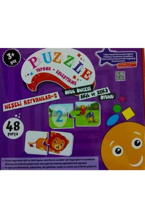 Beceri Dünyası Puzzle Yapboz Eşleştirme Neşeli Hayvanlar 2