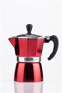 yeni11 Kırmızı Renk 3 Cup Alüminyum Espresso Moka Pot