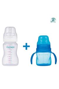 Mamajoo Kulplu Eğitici Bardak 160ml & Silver Biberon 250ml/mavi