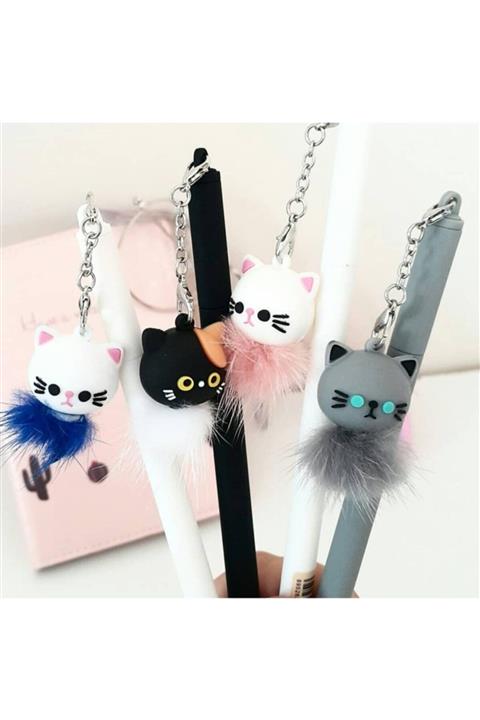 Pembe Çarşı Tüylü Kedi Jel Tükenmez Kalem 1 Adet