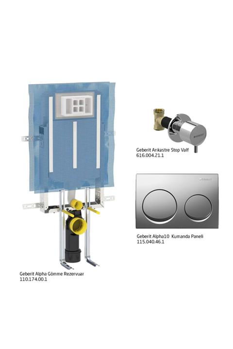 Geberit Alpha10 Gömme Rezervuar Seti,mat Krom Panel