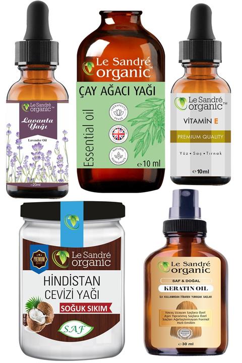 Le Sandre Organic Lavanta Yağı & Hindistan Cevizi Yağı & Çay Ağacı Yapı & E Vitamini & Keratin Yağı