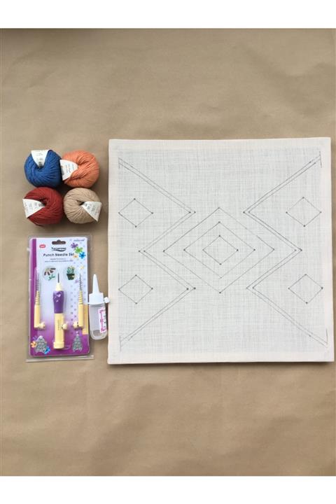 Bir Kutu Punch Kırlent Set -tuval Kasnak 40*40 cm