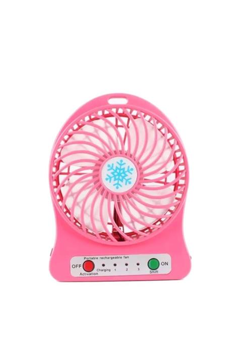 Firsat Ayi Şarjlı Mini Vantilatör Masa Üstü 3 Kademeli Usb Mini Fan Pembe