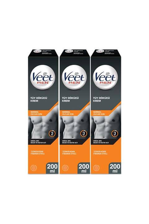 Veet Men Tüy Dökücü Krem Normal Ciltler 200 ml 3 Adet