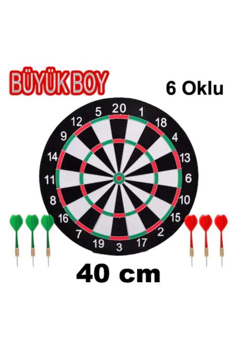 Elif Büyük Boy Dart Set Çift Taraflı Dart Hedef Tahtası 6 Oklu
