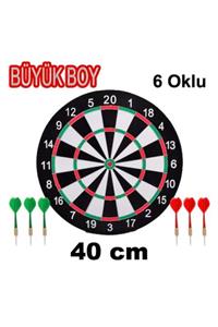 Elif Büyük Boy Dart Set Çift Taraflı Dart Hedef Tahtası 6 Oklu