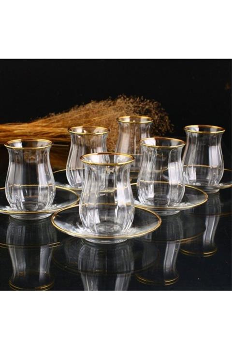 Paşabahçe 12 Parça Linka Varaklı Çay Takımı