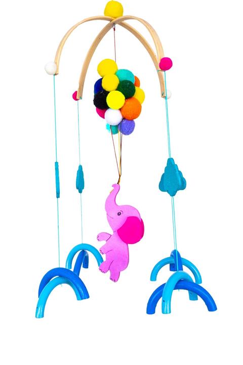 İngodi Sevimli Fil Ve Balonlar Ahşap Dönence