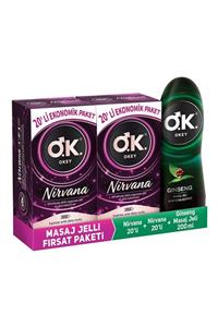 Okey Nirvana 40'lı Prezervatif + Okey Ginseng Masaj Jeli 200 ml