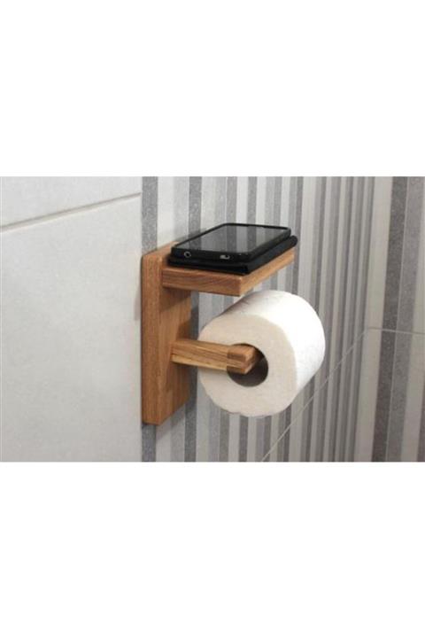 Abantu Ahşap Raflı Tuvalet Kağıdı Askısı