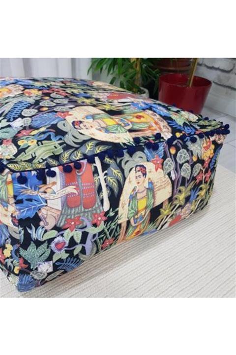 Evimstil Mavi Etnik Yer Minderi Içlikli