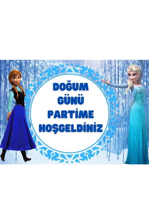 Parti Seza Frozen Elsa Karlar Ülkesi 150*100 Cm Bıranda Iyiki Doğdun Afişi