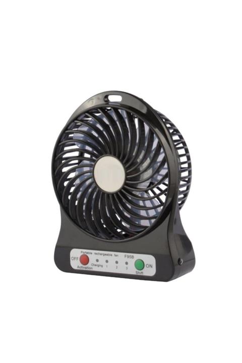 Firsat Ayi Masa Üstü Şarjlı Mini Vantilatör 3 Kademeli Usb Mini Fan Siyah