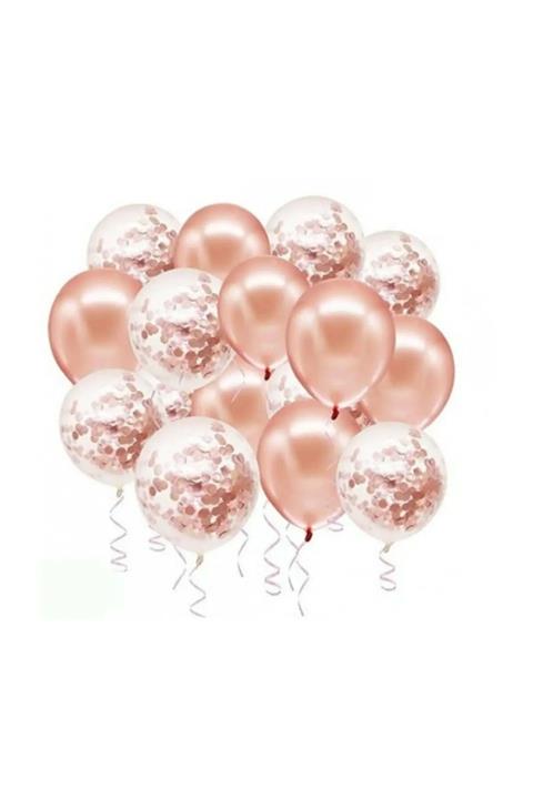 Parti dolabı Rose Gold Konfetili Balon Seti 20 Adet Balon