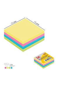 3A Yapışkanlı Küp Not Kağıdı, Pastel Renk Post-it 4 Renk 300 Pcs