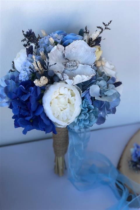 Beyaz Buket Bulut Mavi Gelin Çiçeği