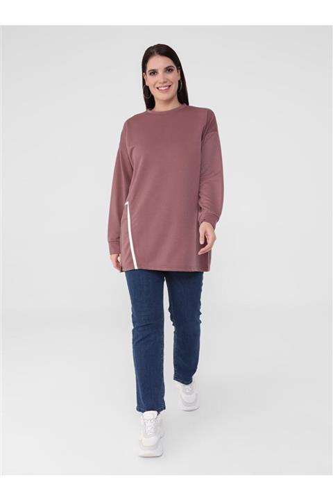 ALİA Büyük Beden Biye Detaylı Tunik - Gonca -