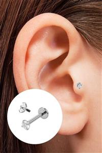 Salyangoz Company Tek taş titanyum tragus,helix piercing (8mm orta boy)