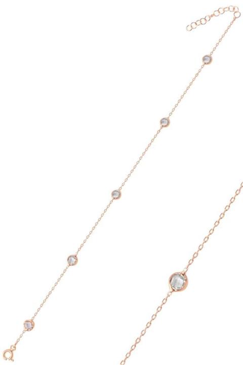 Söğütlü Silver Kadın Gümüş Rose Sıra Taşlı Halhal