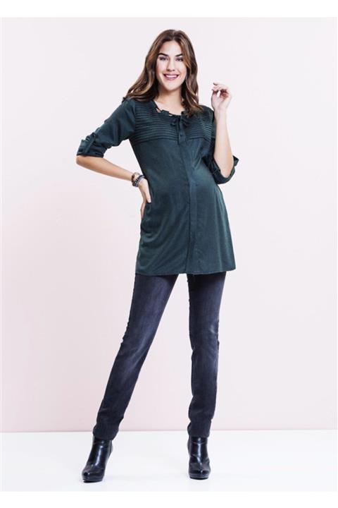 Even Fashion Hamile Giyim Nervürlü Uzun Kollu Hamile Bluz