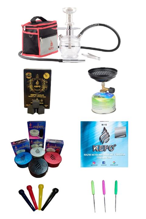Camp & Shisha Kefo Trip Çantalı Full Eko Set | Çantalı Çelik Nargile Seti