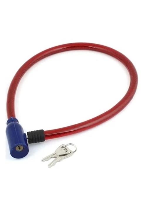 AnkaShop Bisiklet Bağlama Kilidi Dolama Halat 2 Anahtarlı 60cm Güvenlik Plastik Kaplı Bisiklet Kilidi