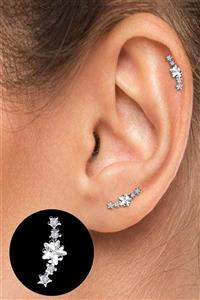 Salyangoz Company Cerrahi Çelik Kıkırdak Helix Tragus Piercing Mini 5 Sıralı Yıldız Figür (1 Adet) Syzz55