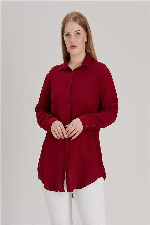modanZe Eteği Oval Kesim Büyük Beden Basic Gömlek